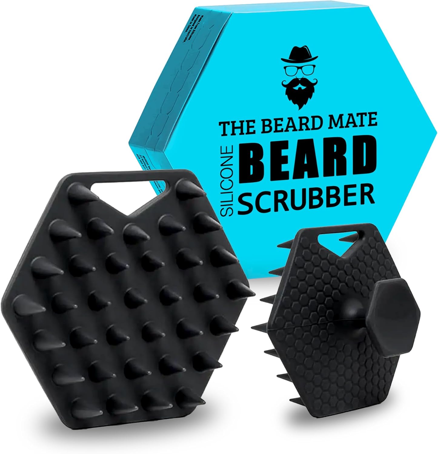 The Beard Mate's Silicone Beard Scrubber Exfoliator & Brush, Scalp Exfoliator Tool with Flexible & Soft Bristles Shower Brush. Designed for Deep Cleansing, Eliminating Beardruff & Dandruff.